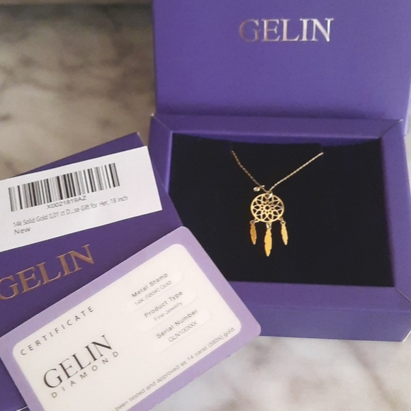 14kt Gold Diamond Dreamcatcher Necklace - Picture 1 of 10